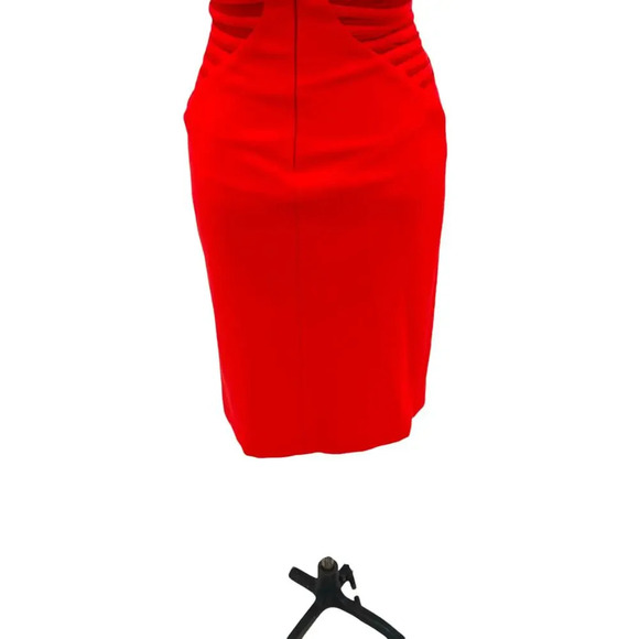 Halston Heritage Sleeveless Crepe Dress With Side Strips In Red Size 0 - Picture 13 of 16